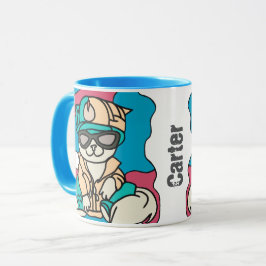 Caneca Gato Retroativo da Rua Relaxada | Engraçado