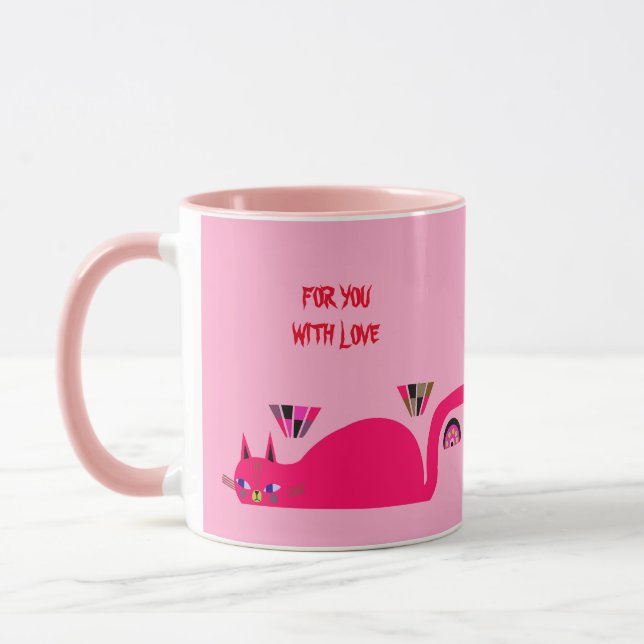 CANECA GATO ROSA PRESENTE DE ANIVERSÁRIO (Esquerda)
