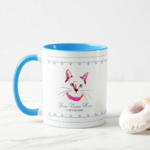 Caneca Gato Rosa Quente, Gato, Gatinho, Face, Adicione Se