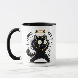 Caneca Gato Sagrado - Alertar Gato Negro com Engraçado Ha