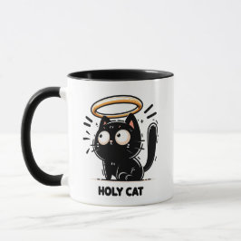 Caneca Gato Sagrado - Gato Negro Bonito com Maçã Engraçad