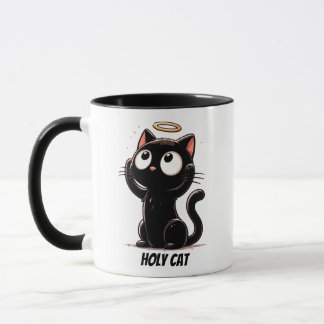 Caneca Gato Sagrado - Gato Negro Bonito com Maçã Engraçad