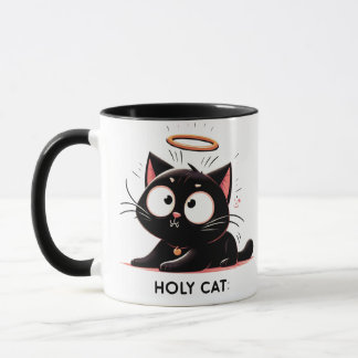 Caneca Gato Sagrado - Gato Negro Relaxado com Engraçado H