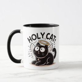 Caneca Gato Sagrado - Gato Preto com Maçã Engraçado