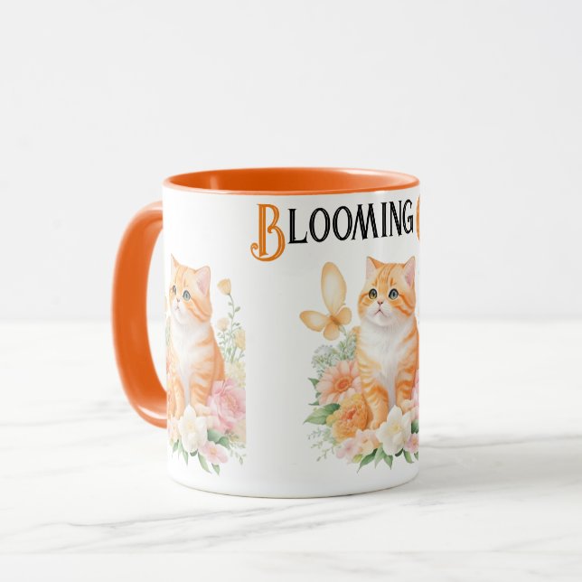 Caneca "Gato Sangrento: Terra Maravilha do Flor Laranja e (Frente Esquerda)
