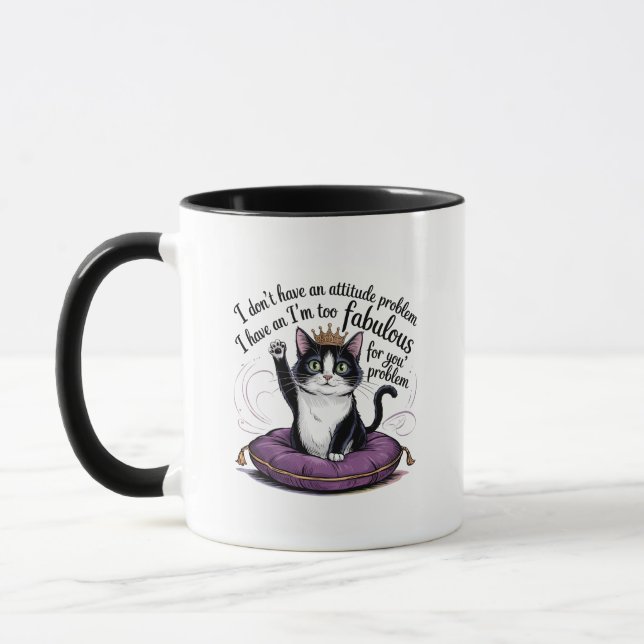 Caneca Gato sarcasmo problema atitude engraçado  (Esquerda)
