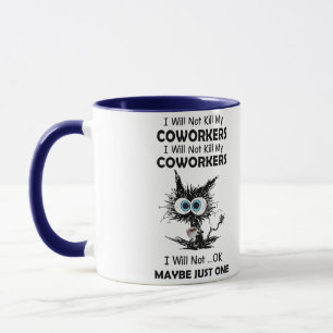 Caneca Gato Sarcástico Divertido Não Matarei Meus Colegas