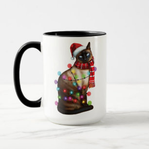 Caneca Gato Siamês Bonito De Feriado De Natal Engraçado,