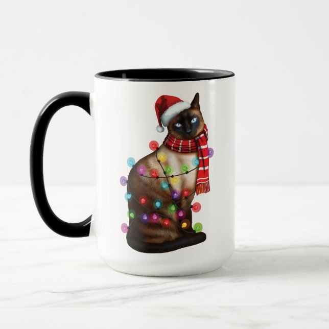 Caneca Gato Siamês Bonito De Feriado De Natal Engraçado,  (Esquerda)