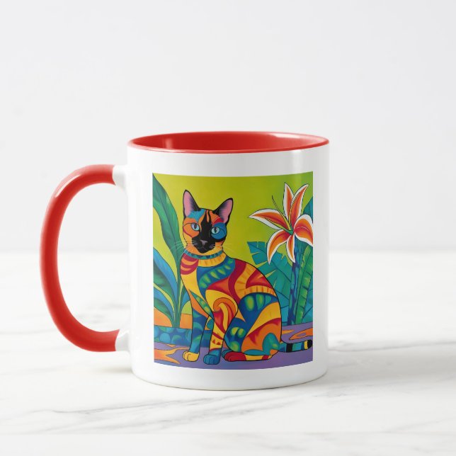 Caneca Gato siamês em um jardim tropical (Esquerda)