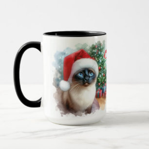 Caneca Gato Siamês Feliz Café de Natal