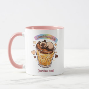 Caneca Gato Siames Kawaii Dormindo na Estética do Café