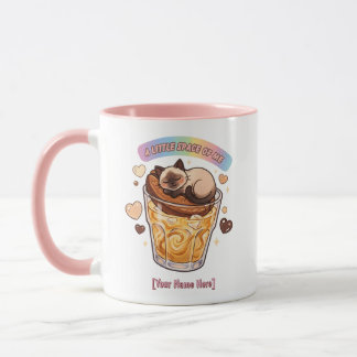 Caneca Gato Siames Kawaii Dormindo na Estética do Café