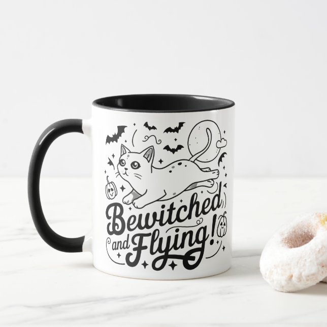 Caneca Gato siamês sussurra: Mágica na Noite das Hábias (Com Donut)