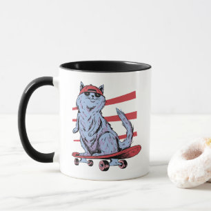 Caneca Gato Skate Cat Skateboarder Skateboard Skate 