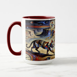 Caneca Gato Surrealista Derretendo Relógios Inspirado em