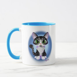 Caneca GATO TABBY DE OLHOS BRILHANTES por Jeff Willis Art