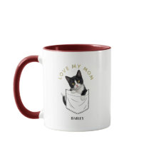 Gato Tuxedo Adorável no Bolso Nome Personalizado