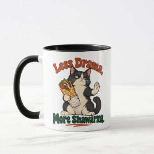 Caneca Gato Tuxedo Engraçado Shawarma Cartoon Laranja & V
