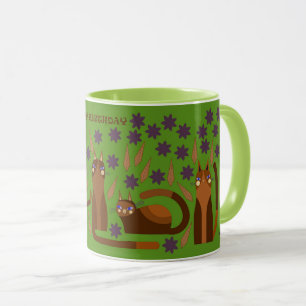 CANECA GATO VERDE PARA ANIVERSÁRIO