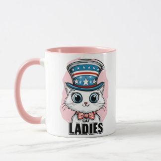 Caneca Gatona Gato Mais Vestida para Kamala vestindo Tio