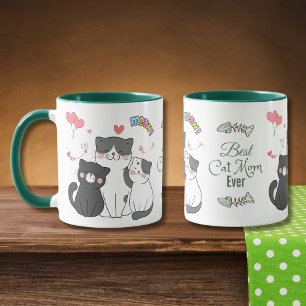 Caneca Gatos Adoráveis Coram com Melhor Gato Mãe Nunca
