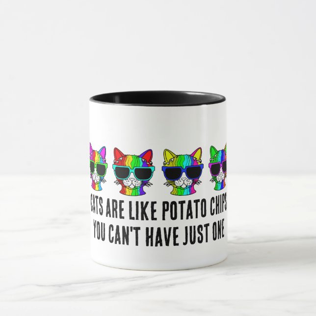 Caneca Gatos Arco-Íris muito Legal com Padrões de Sunglas (Centro)