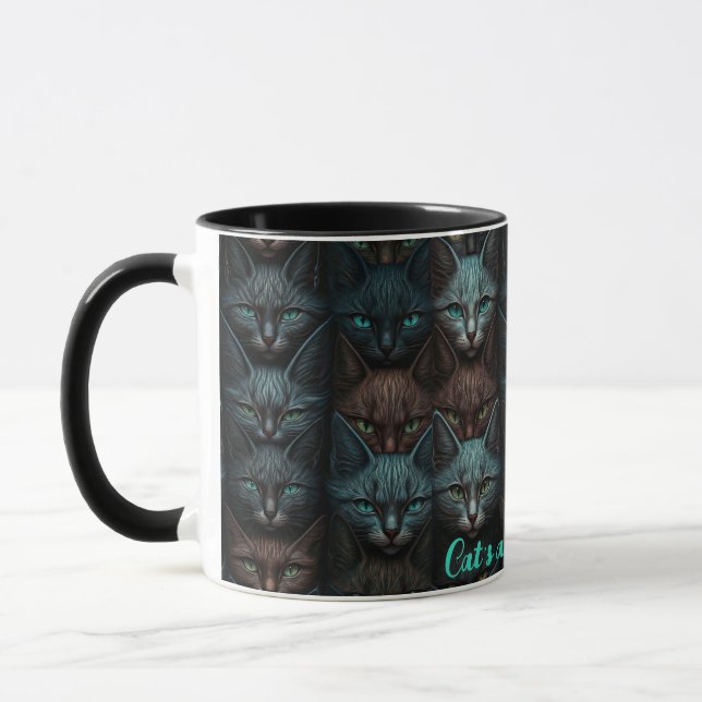 Caneca Gatos Belos Amantes Personalizados Escuros Persona (Esquerda)