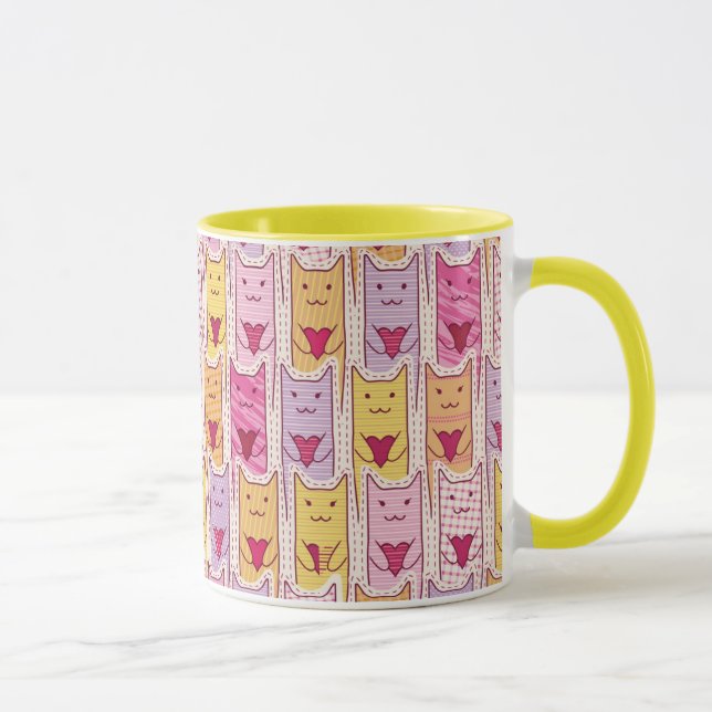 Caneca Gatos bonitos com corações Loving (Direita)
