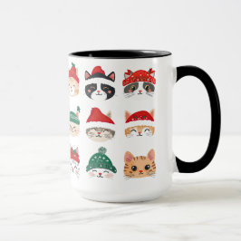 Caneca Gatos bonitos em chapéus de Natal