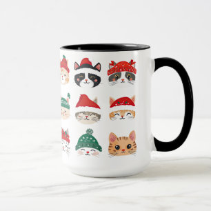 Caneca Gatos bonitos em chapéus de Natal