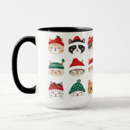 Caneca Gatos bonitos em chapéus de Natal