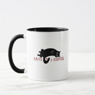 Caneca 'Gatos & Café' Amantes de Gatos Mães de Gatos Pass