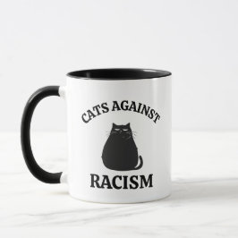Caneca Gatos Contra O Racismo: Engraçado Humor Político M