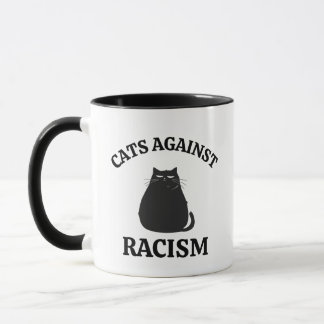 Caneca Gatos Contra O Racismo: Engraçado Humor Político M