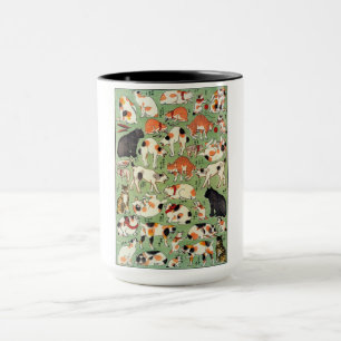 Caneca Gatos da era Edo, Utagawa Yoshifuji, Ukiyo-e
