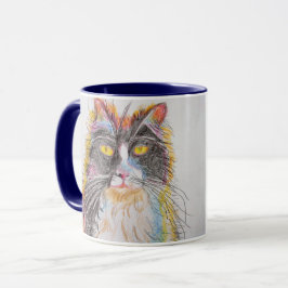 Caneca Gatos De Arte De Gato De Tuxedo Bonito