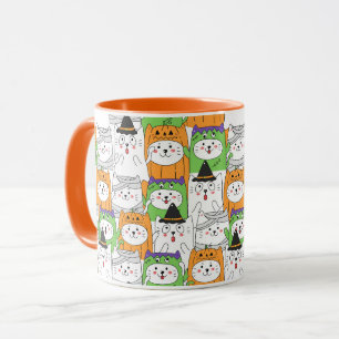 Caneca Gatos de Dia das Bruxas Bonitos