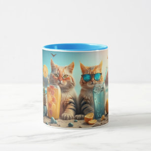 Caneca Gatos de Férias de Nomes Personalizados