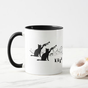 Caneca Gatos de Jazz   Trompete   Café Mug