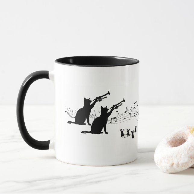 Caneca Gatos de Jazz | Trompete | Café Mug (Com Donut)