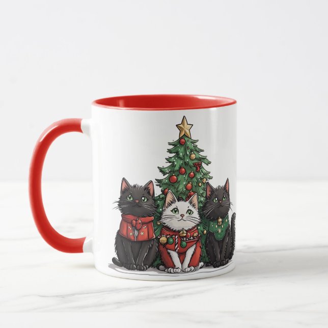 Caneca Gatos de Natal Adoráveis (Esquerda)