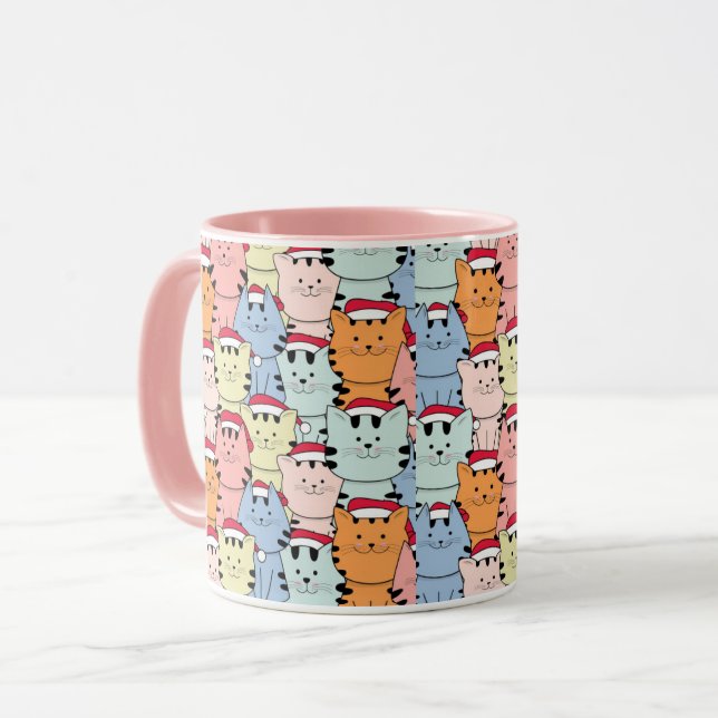 Caneca Gatos de Natal bonitos (Frente Esquerda)