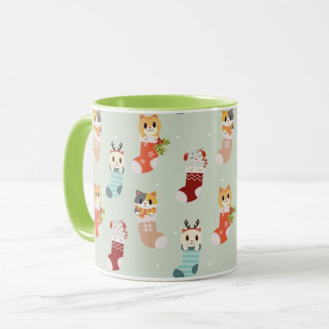 Caneca Gatos de Natal bonitos (Frente Esquerda)