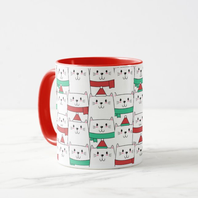 Caneca Gatos de Natal bonitos (Frente Esquerda)