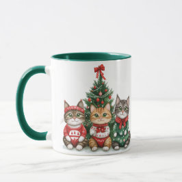 Caneca Gatos de Natal bonitos