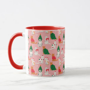 Caneca Gatos de Natal no Padrão Festivo de Aposentado