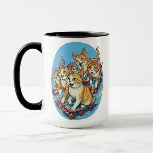 Caneca Gatos de Skate em Movimento