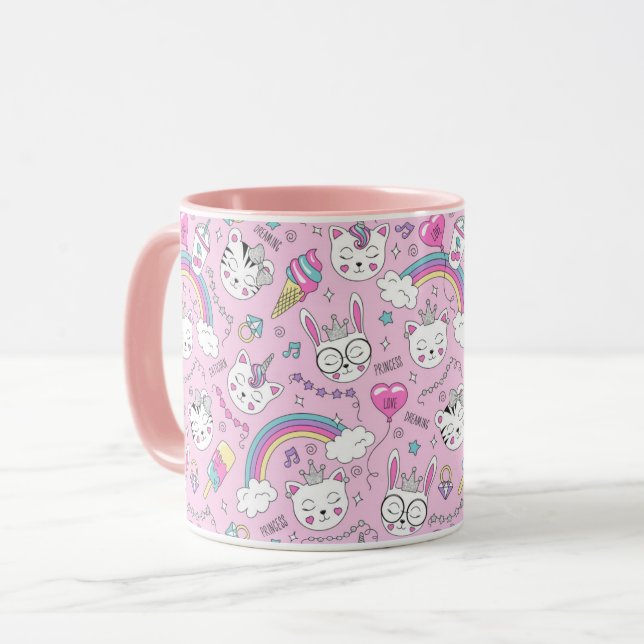 Caneca Gatos de Unicórnio Bonitos (Frente Esquerda)