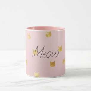 Caneca Gatos Dourados de Ombro Rosa Cor-de-Rosa Esbranqui